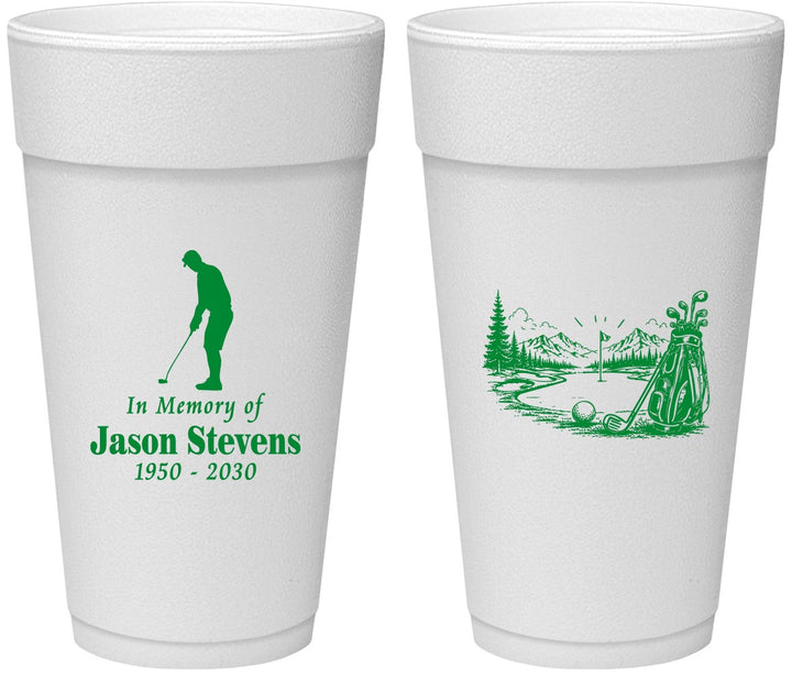 Personalized Memorial 24 oz Foam Cups - Heavens Finest Fairways | 310009