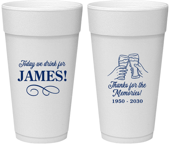 Personalized Memorial 24 oz Foam Cups - Thanks For The Memories | 310011