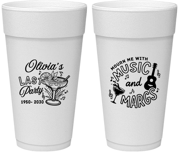 Personalized Memorial 24 oz Foam Cups - Mourn Me With Music | 310012