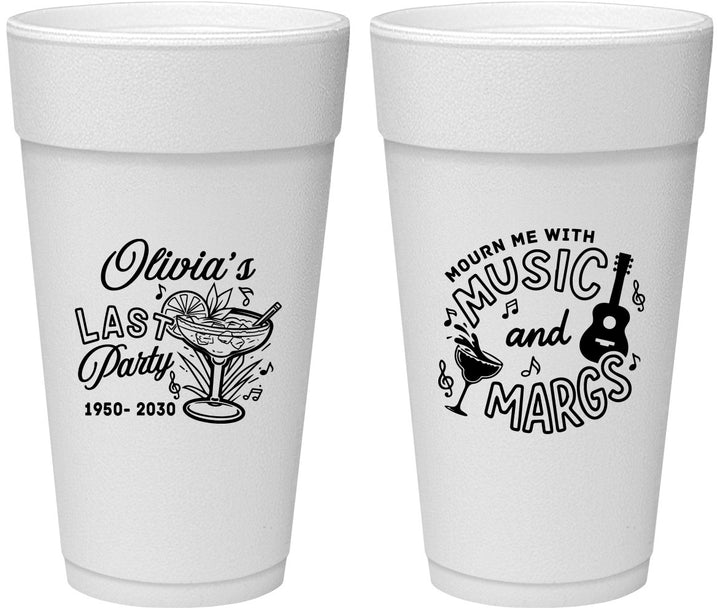 Personalized Memorial 24 oz Foam Cups - Mourn Me With Music | 310012