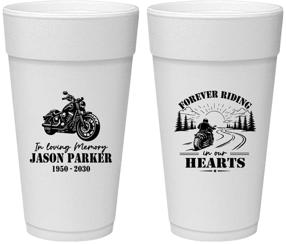 Personalized Memorial 24 oz Foam Cups - Riding In Our Hearts | 310014