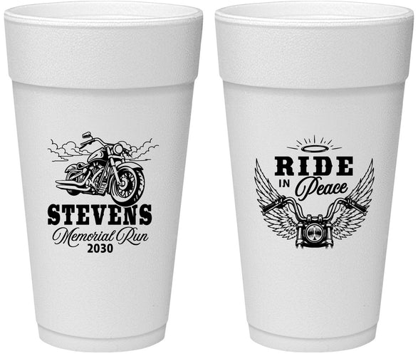 Personalized Memorial 24 oz Foam Cups - Ride In Peace | 310015