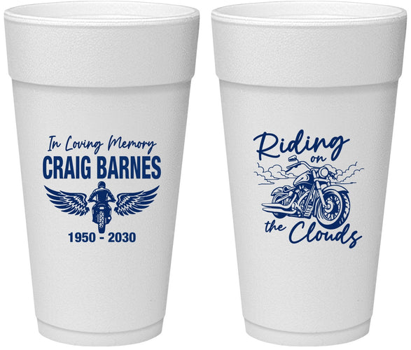 Personalized Memorial 24 oz Foam Cups - Riding On The Clouds | 310017