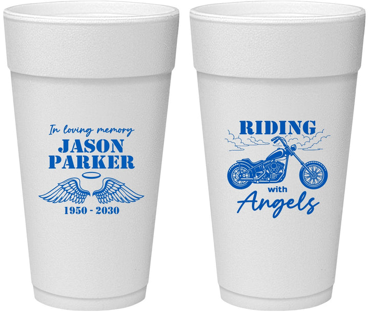 Personalized Memorial 24 oz Foam Cups - Riding With Angels | 310018