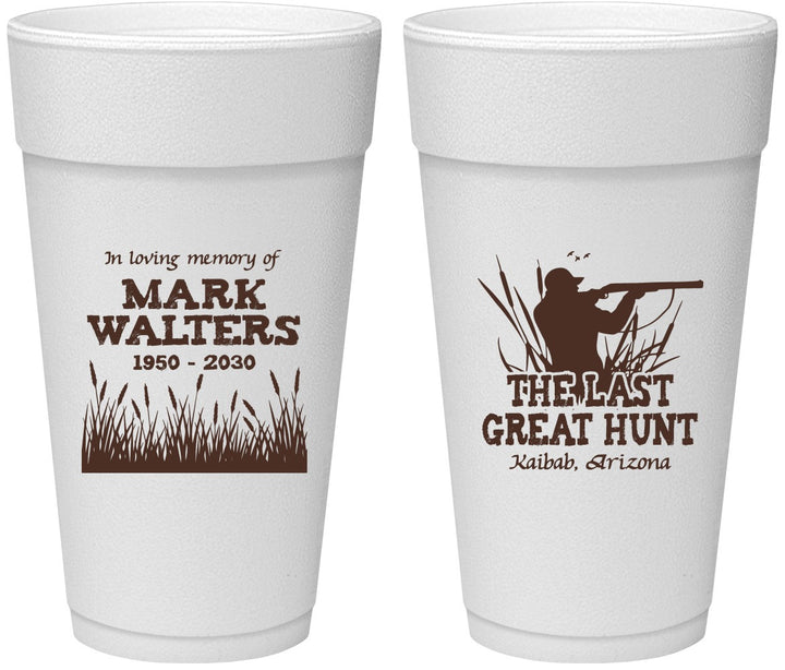 Personalized Memorial 24 oz Foam Cups - The Last Great Hunt | 310020