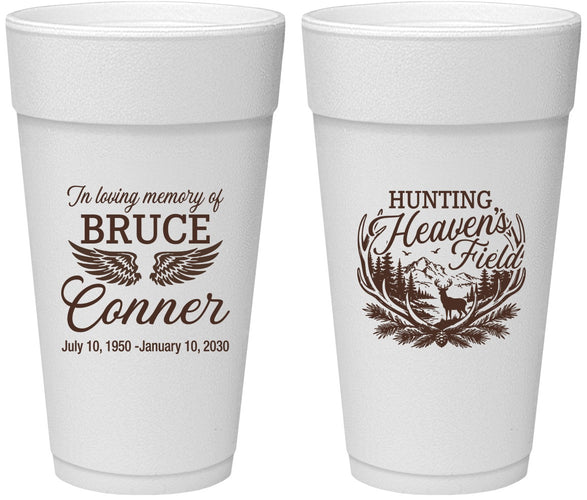 Personalized Memorial 24 oz Foam Cups - Hunting Heavens Field | 310021