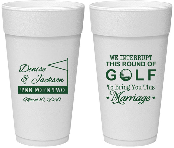 Personalized Wedding 24 oz Foam Cups - We Interrupt Golf | 315