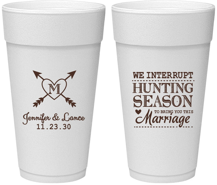 Personalized Wedding 24 oz Foam Cups - We Interrupt Season | 318