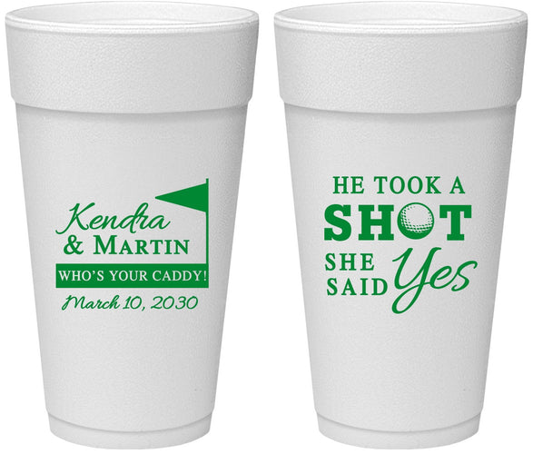Personalized Wedding 24 oz Foam Cups - Took A Shot Golf | 320