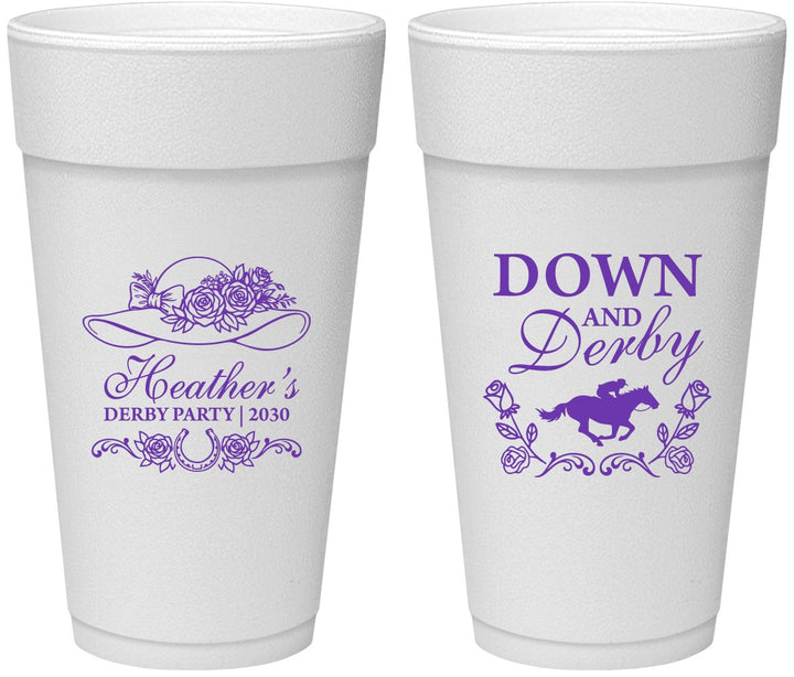 Personalized Derby Day 24 oz Foam Cups - Down And Derby | 320001