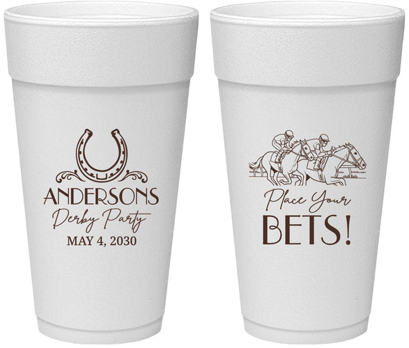 Personalized Derby Day 24 oz Foam Cups - Place Your Bets | 320003