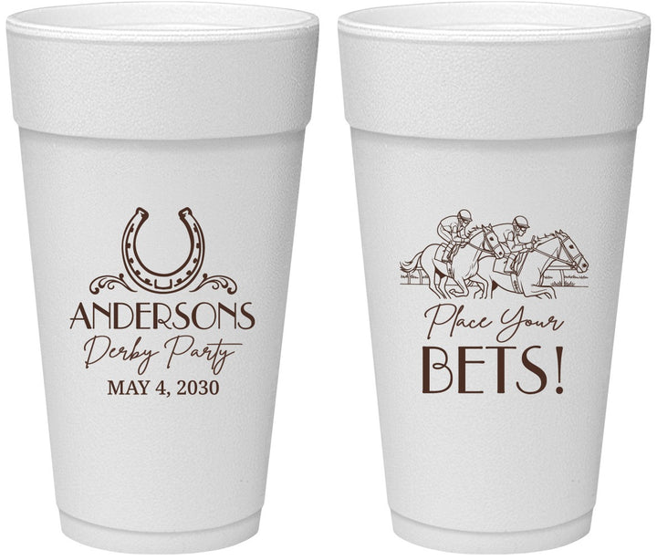 Personalized Derby Day 24 oz Foam Cups - Place Your Bets | 320003