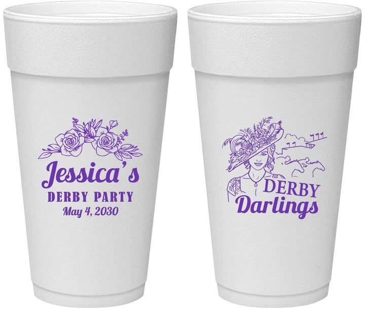 Personalized Derby Day 24 oz Foam Cups - Derby Darlins | 320004