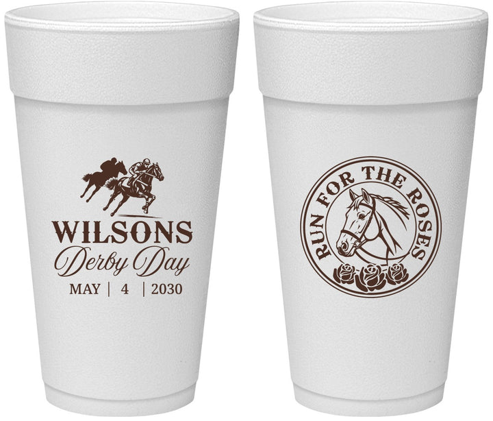 Personalized Derby Day 24 oz Foam Cups - Run For The Horses | 320006