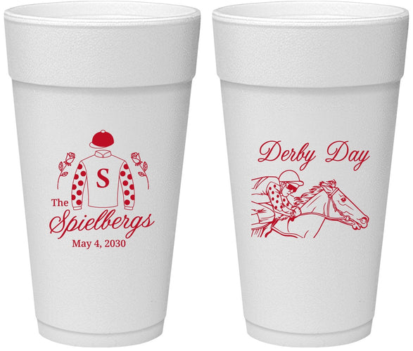 Personalized Derby Day 24 oz Foam Cups - Horses | 320007