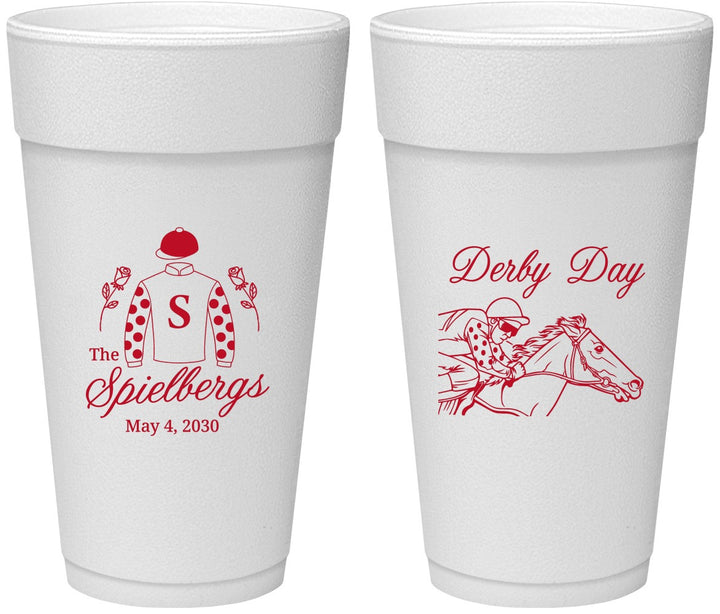 Personalized Derby Day 24 oz Foam Cups - Horses | 320007