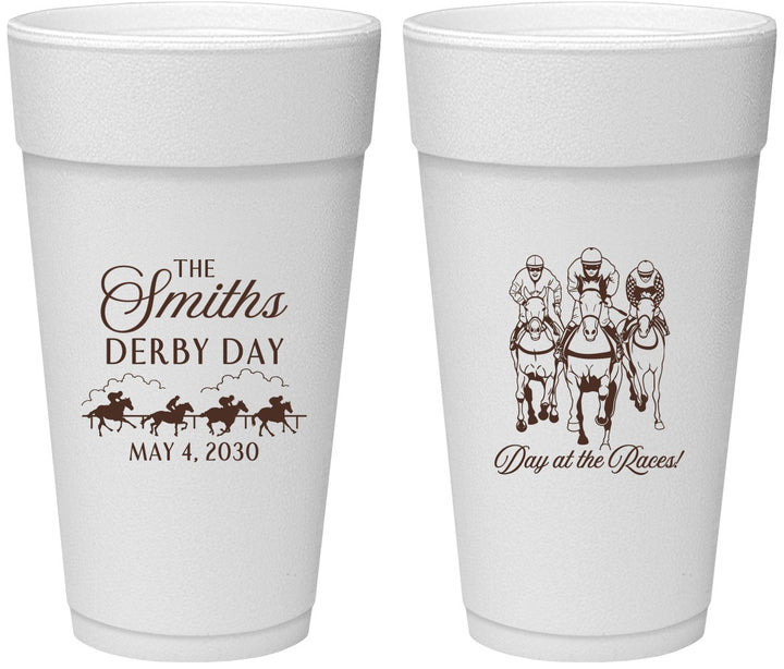 Personalized Derby Day 24 oz Foam Cups - Day At The Races | 320009