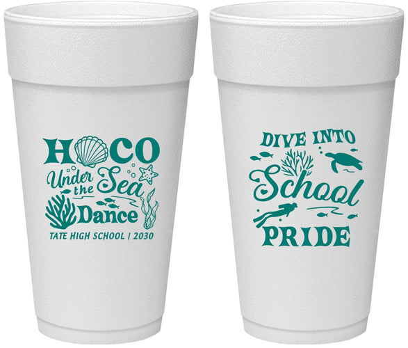 Personalized Homecoming 24 oz Foam Cups - Hoco Under The Sea | 330000