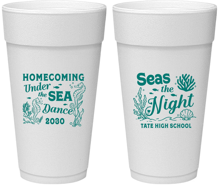 Personalized Homecoming 24 oz Foam Cups - Under The Sea Dance | 330001