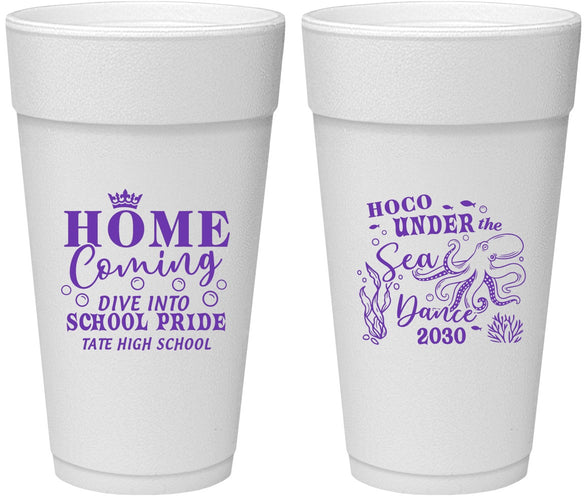 Personalized Homecoming 24 oz Foam Cups - Under The Sea Dance | 330002