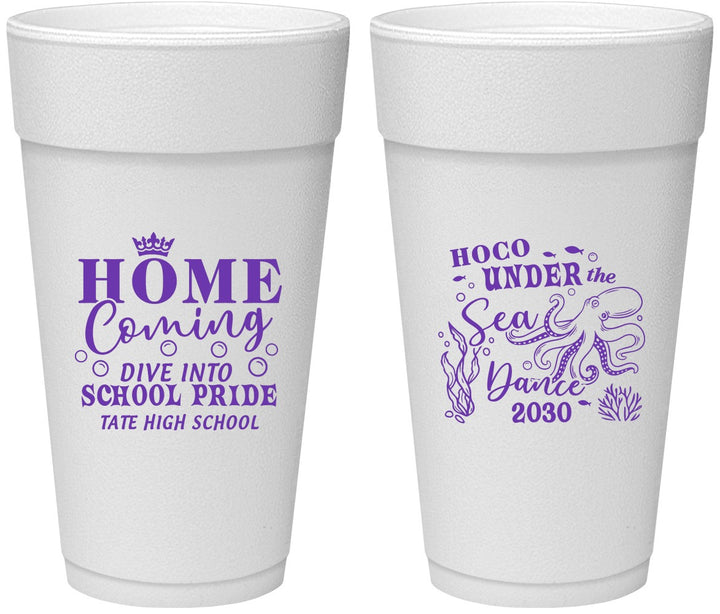 Personalized Homecoming 24 oz Foam Cups - Under The Sea Dance | 330002