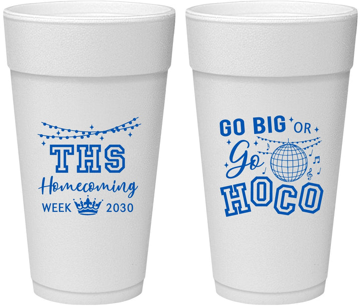 Personalized Homecoming 24 oz Foam Cups - Big Or Go Hoco | 330004