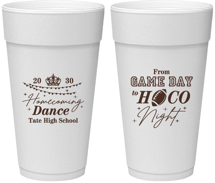 Personalized Homecoming 24 oz Foam Cups - Gameday To Hoco Night | 330005