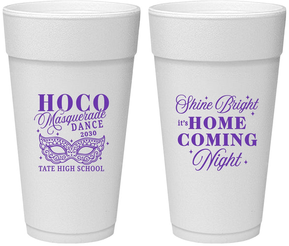 Personalized Homecoming 24 oz Foam Cups - Hoco Masquerade Dance | 330009