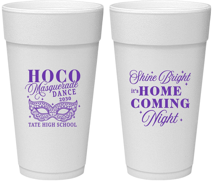 Personalized Homecoming 24 oz Foam Cups - Hoco Masquerade Dance | 330009