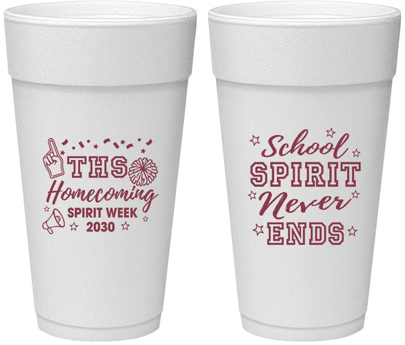 Personalized Homecoming 24 oz Foam Cups - Spirit Week | 330011