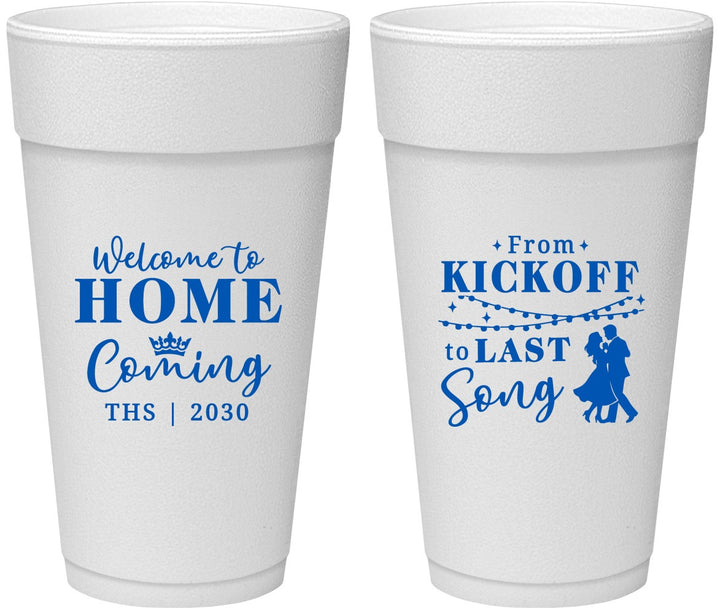 Personalized Homecoming 24 oz Foam Cups - From Kickoff To Last Song | 330018