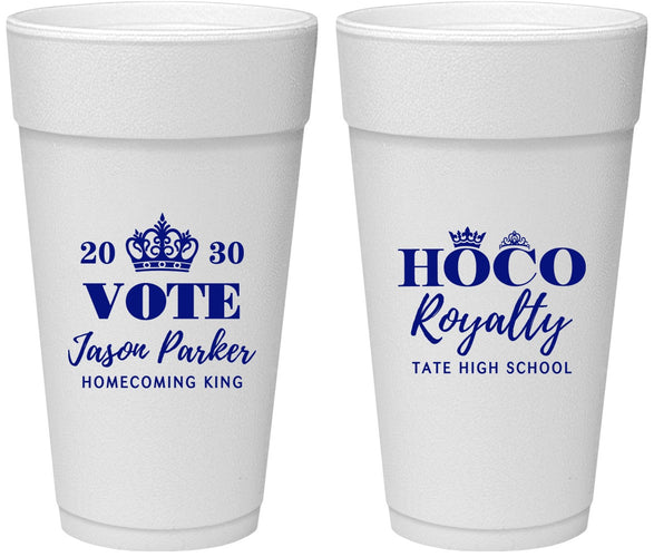 Personalized Homecoming 24 oz Foam Cups - Hoco King Vote | 330021