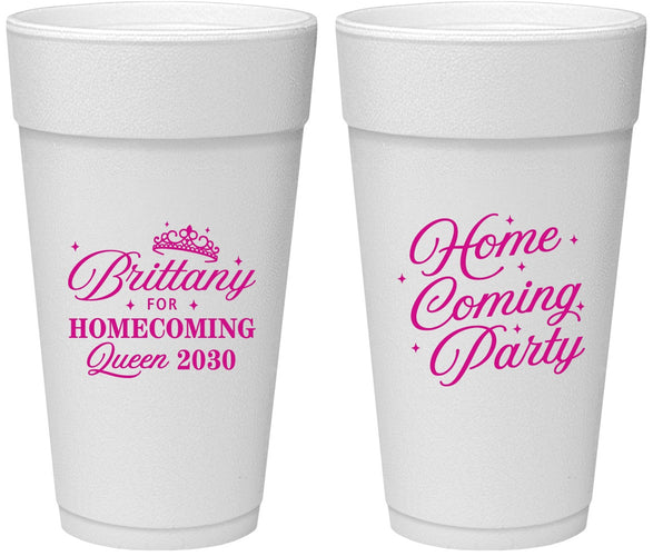 Personalized Homecoming 24 oz Foam Cups - Hoco Queen Vote | 330022