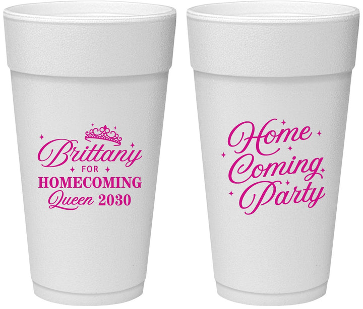 Personalized Homecoming 24 oz Foam Cups - Hoco Queen Vote | 330022