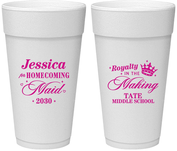 Personalized Homecoming 24 oz Foam Cups - Hoco Maid Vote | 330029