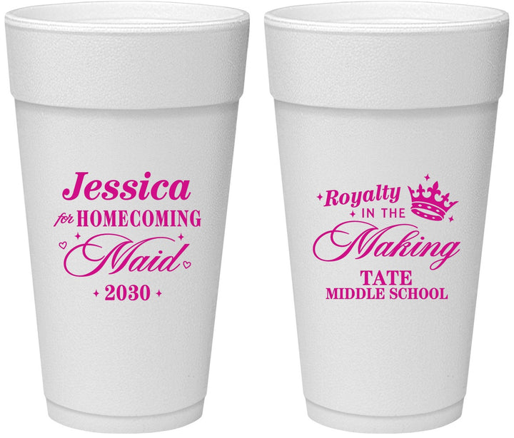 Personalized Homecoming 24 oz Foam Cups - Hoco Maid Vote | 330029