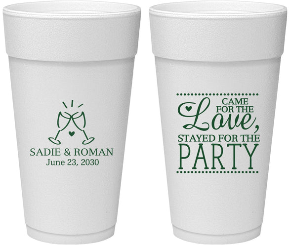 Personalized Wedding 24 oz Foam Cups - Love Party | 331