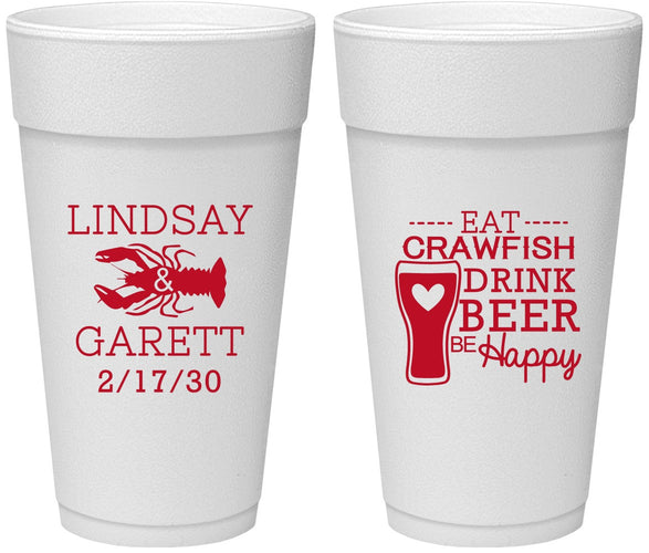 Personalized Wedding 24 oz Foam Cups - Crawfish Boil | 333