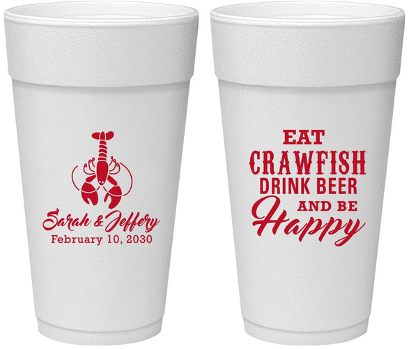Personalized Wedding 24 oz Foam Cups - Crawfish Boil | 335