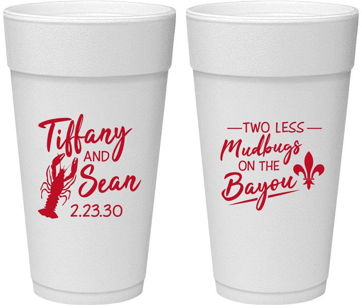 Personalized Wedding 24 oz Foam Cups - Crawfish Boil Mudbugs | 336