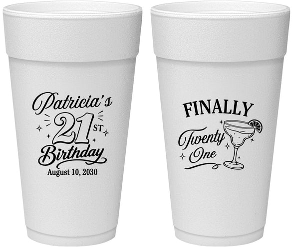 Personalized 21st Birthday 24 oz Foam Cups - Finally Twenty One | 340008