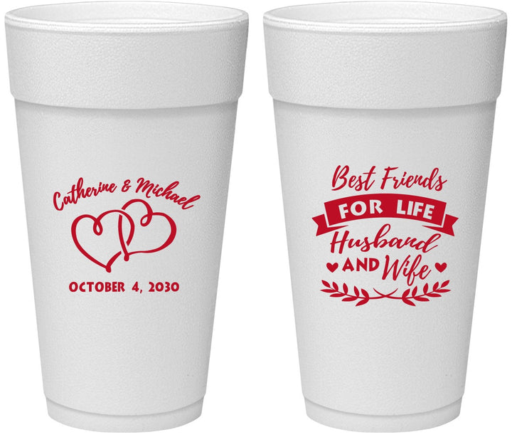 Personalized Wedding 24 oz Foam Cups - Best Friends For Life | 349
