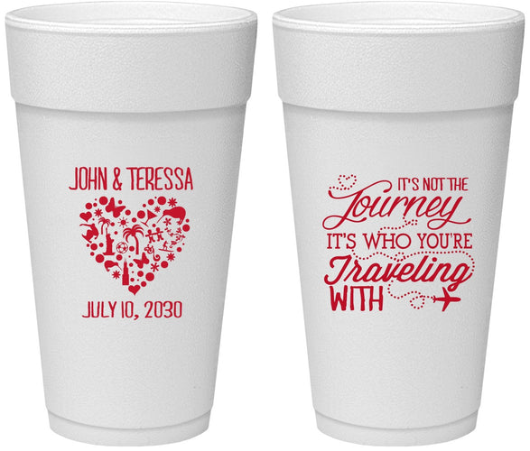 Personalized Wedding 24 oz Foam Cups - Journey Traveling With | 354