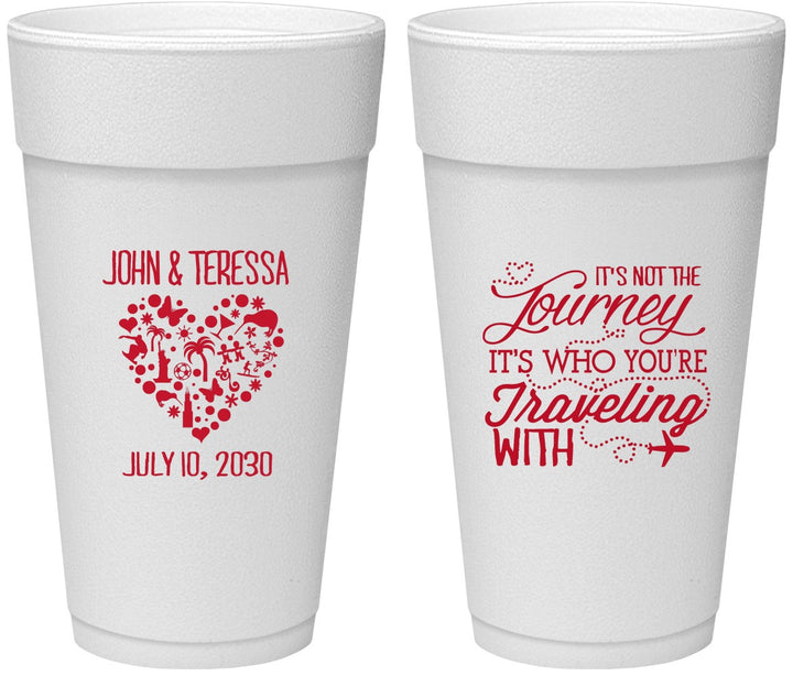 Personalized Wedding 24 oz Foam Cups - Journey Traveling With | 354
