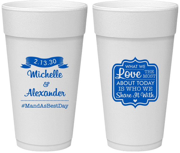 Personalized Wedding 24 oz Foam Cups - Love Story | 359