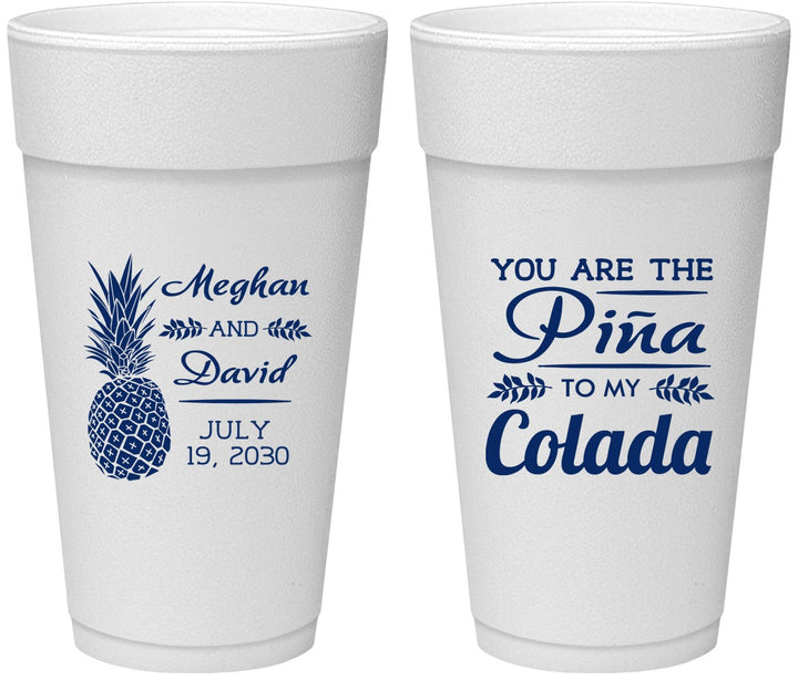 Personalized Wedding 24 oz Foam Cups - Pina Colada | 364