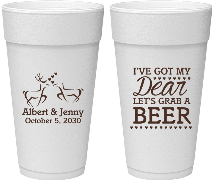 Personalized Wedding 24 oz Foam Cups - Dear Beer | 372