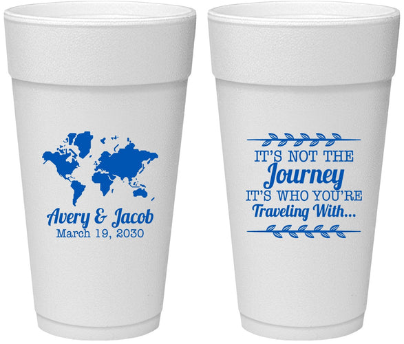 Personalized Wedding 24 oz Foam Cups - Journey Traveling With | 374