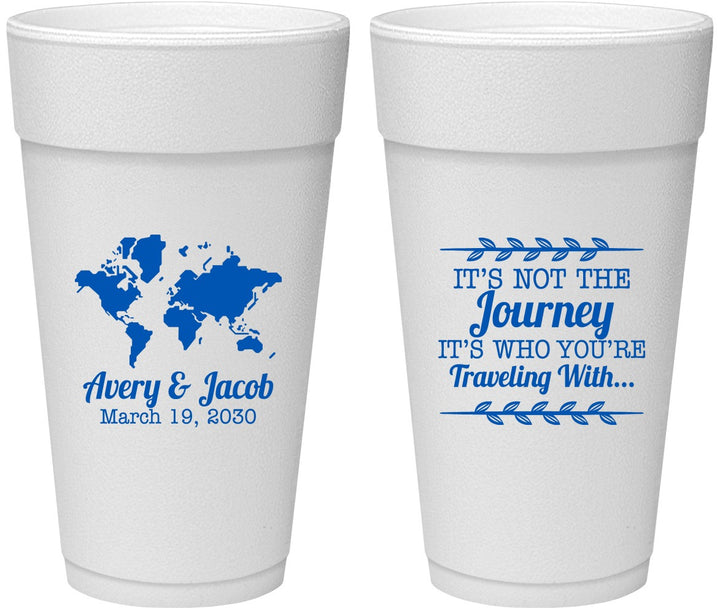 Personalized Wedding 24 oz Foam Cups - Journey Traveling With | 374