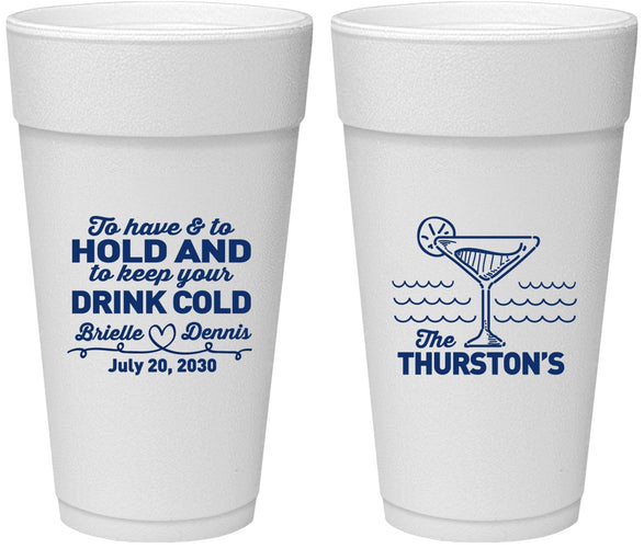 Personalized Wedding 24 oz Foam Cups - To Have And To Hold | 375